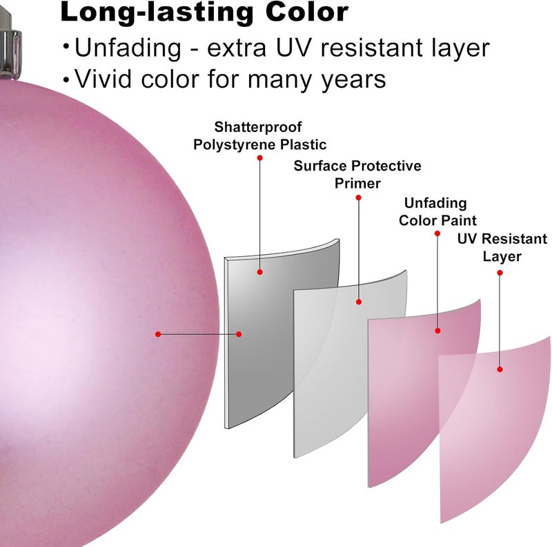 GameXcel Bubblegun Pink 1.6" Small Christmas Balls Christmas Tree Decoration Ornaments Shatterproof Hanging Balls for Birthday Halloween Holiday Wedding Decorations Set of 24pcs - Image 4